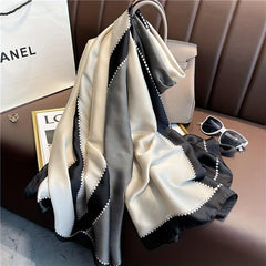 Geometric Block Scarf Gray Breathable Sunscreen Shawl Windproof