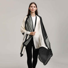 Geometric Block Scarf Gray Breathable Sunscreen Shawl Windproof