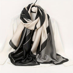 Geometric Block Scarf Gray Breathable Sunscreen Shawl Windproof
