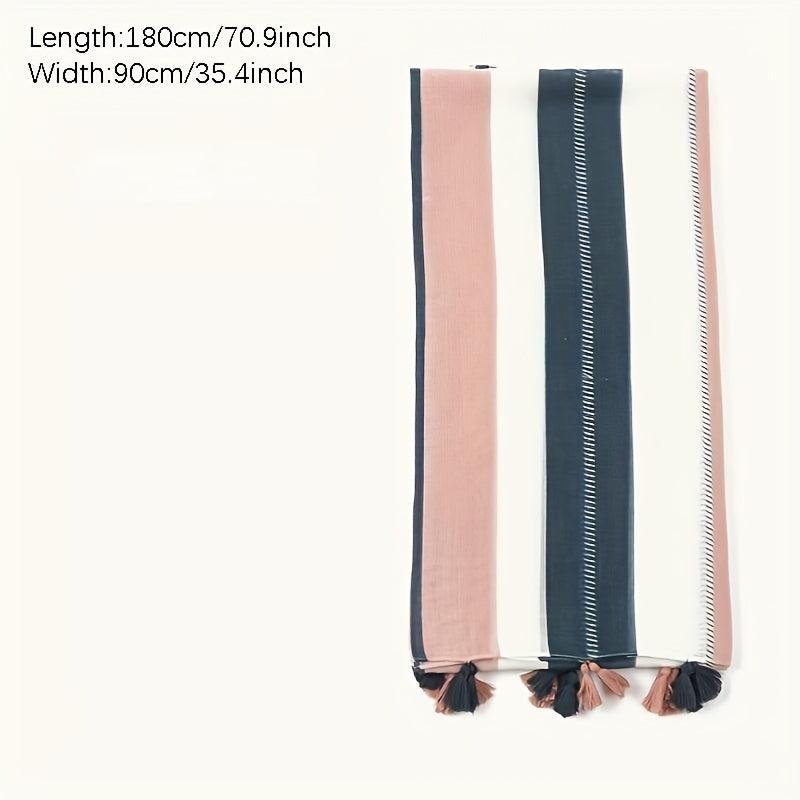Striped Fringe Shawl Scarf Winter Warm Scarf
