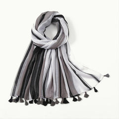 Striped Fringe Shawl Scarf Winter Warm Scarf