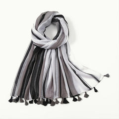 Striped Fringe Shawl Scarf Winter Warm Scarf
