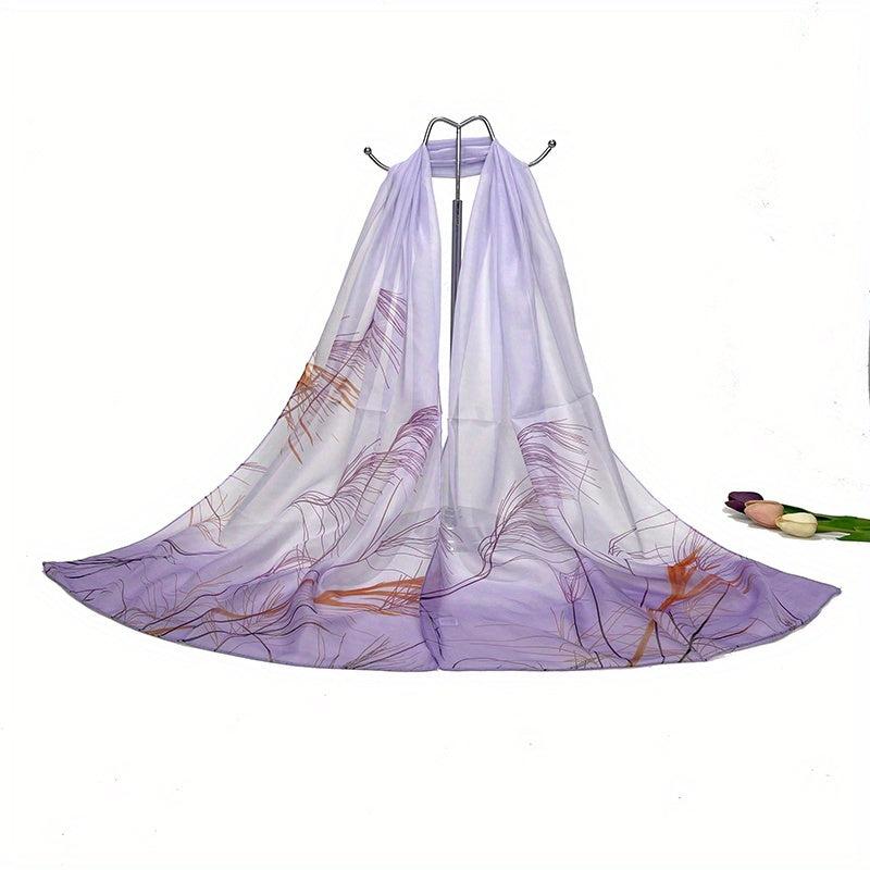 Reed Pattern Scarf Chiffon Shawl Scarf Wrap Casual Head Wrap