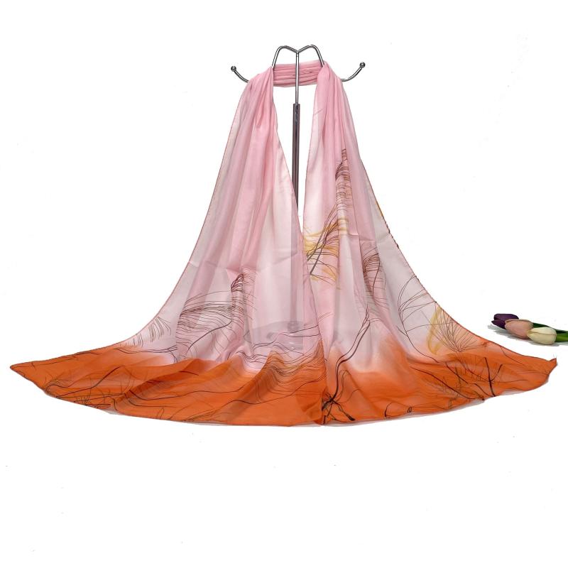 Reed Pattern Scarf Chiffon Shawl Scarf Wrap Casual Head Wrap