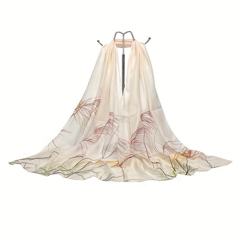 Reed Pattern Scarf Chiffon Shawl Scarf Wrap Casual Head Wrap