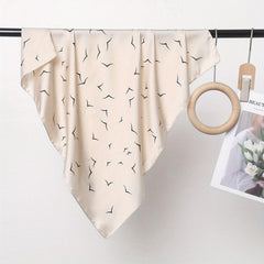 Solid Silk Square Scarf Birds Print Bandana Head Wrap
