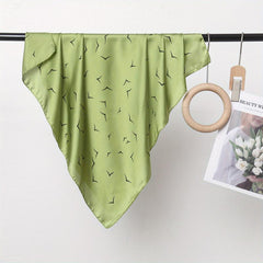 Solid Silk Square Scarf Birds Print Bandana Head Wrap