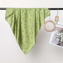 Solid Silk Square Scarf Birds Print Bandana Head Wrap
