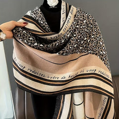 Leopard Print Scarf Large Shawl Women Windproof Head Wrap Warm Travel Beach