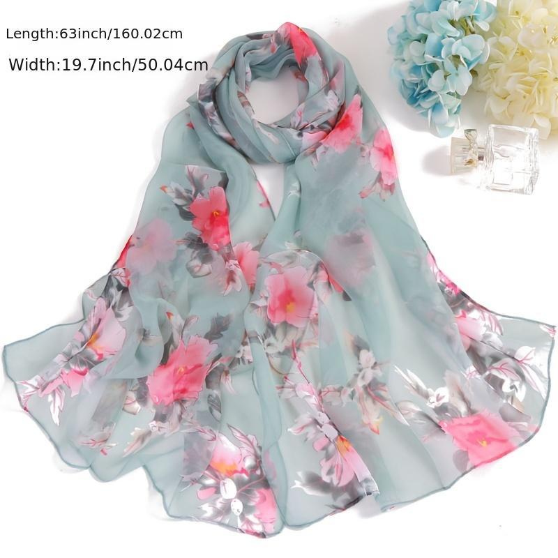 Floral Peach Blossom Print Lightweight Women's Scarf
