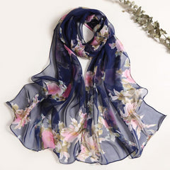 Floral Peach Blossom Print Lightweight Women's Scarf
