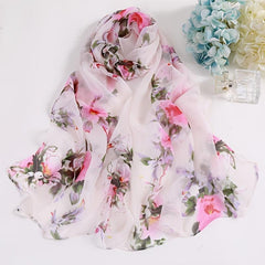 Floral Peach Blossom Print Lightweight Women's Scarf
