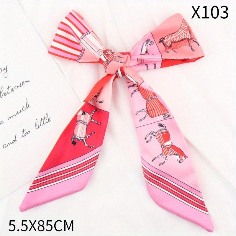 Twill Horse Silk Scarf Hair Band Bowknot Bag Handle Ribbon Hand Gift Straps