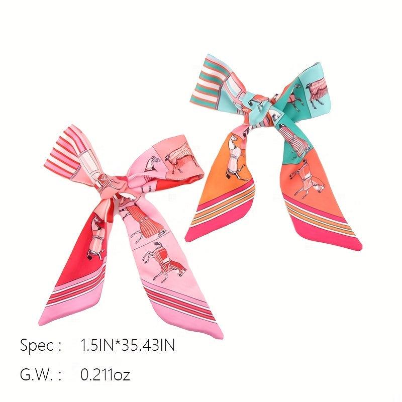 Twill Horse Silk Scarf Hair Band Bowknot Bag Handle Ribbon Hand Gift Straps