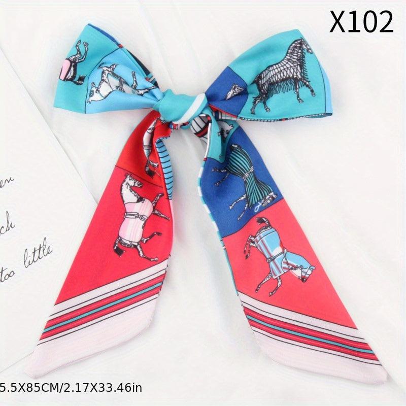 Twill Horse Silk Scarf Hair Band Bowknot Bag Handle Ribbon Hand Gift Straps