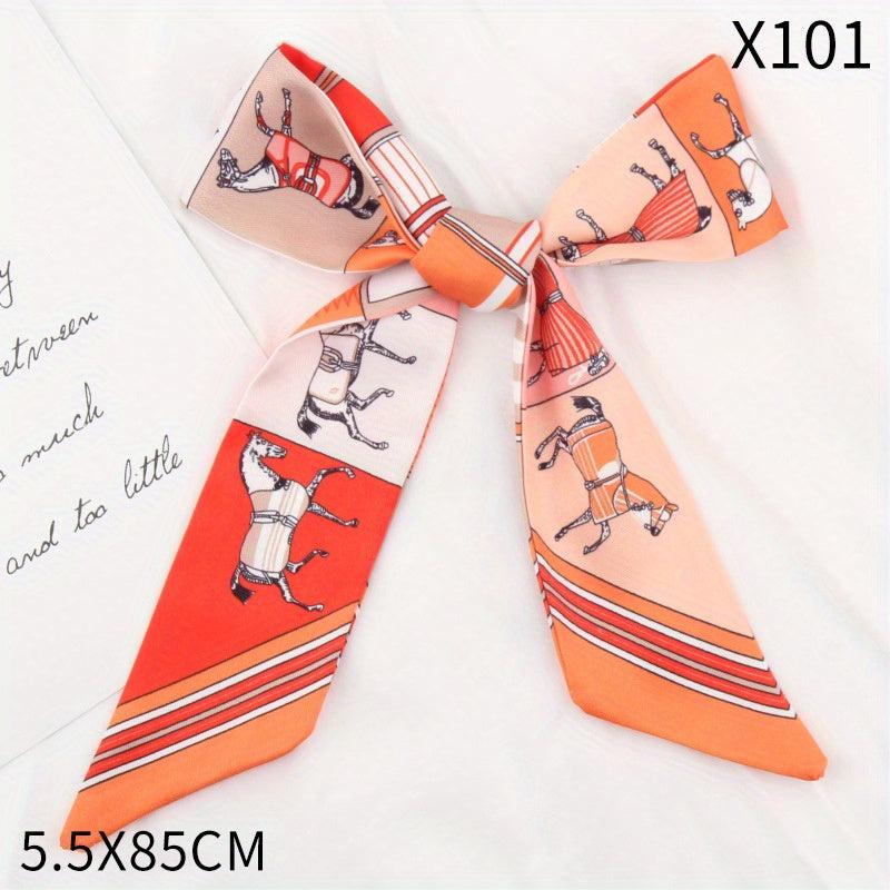 Twill Horse Silk Scarf Hair Band Bowknot Bag Handle Ribbon Hand Gift Straps