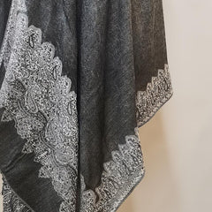 Gray Paisley Jacquard Tassel Scarf Block Wrap Windproof Shawl
