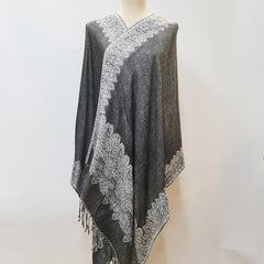 Gray Paisley Jacquard Tassel Scarf Block Wrap Windproof Shawl