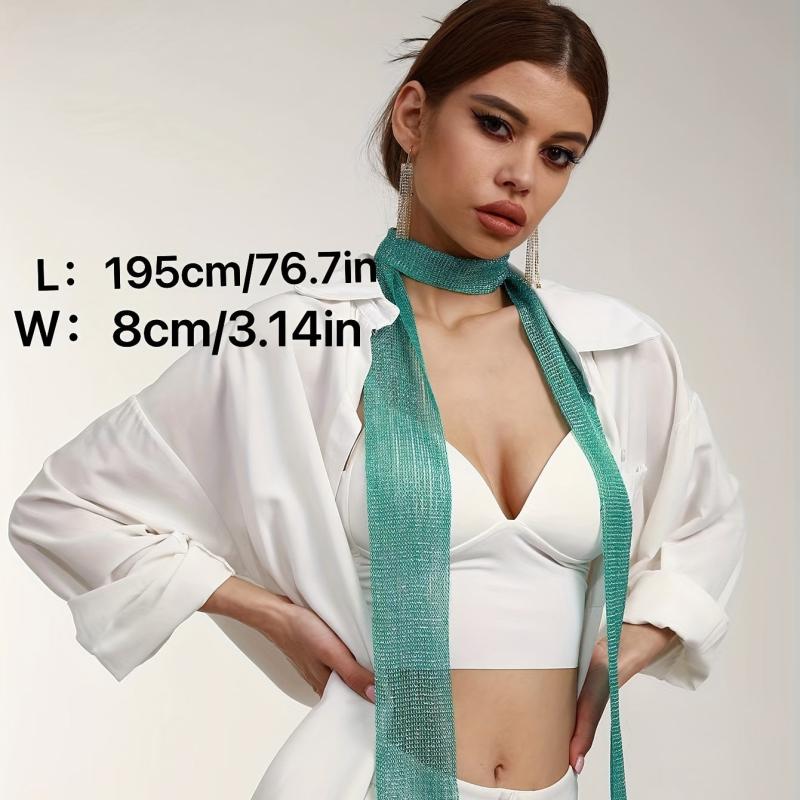 Glitter Long Tassel Scarf Skinny Scarf Women Y2K Neckerchief