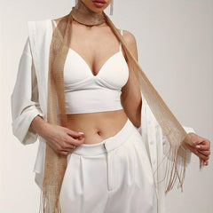 Glitter Long Tassel Scarf Skinny Scarf Women Y2K Neckerchief