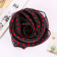 65cm Chiffon Polka Dot Print Scarf Casual Square Scarf Bandana