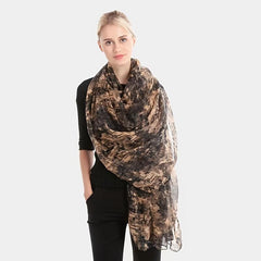 Women's Printed Shawl Silk Scarf Windproof Warm Turban