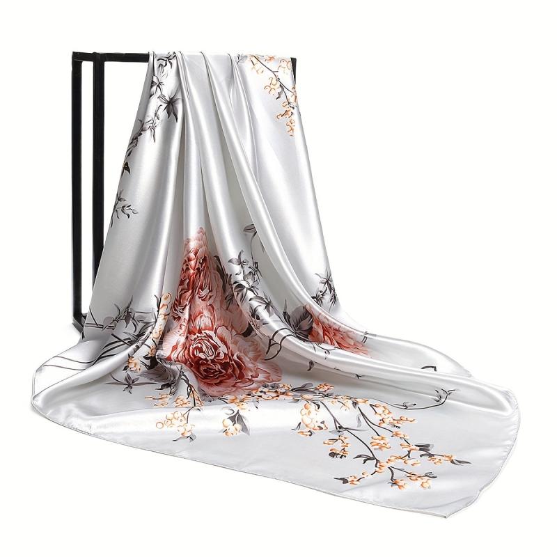 Flower Print Shawl Casual Bandana Satin Silk Square Scarf Head Wrap