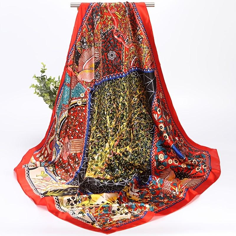 Print Silk Satin Scarf Female Shawls Head Scarf For Ladies