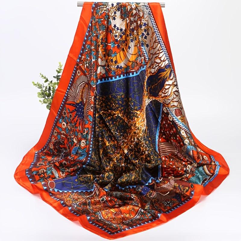 Print Silk Satin Scarf Female Shawls Head Scarf For Ladies
