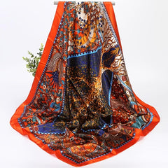Print Silk Satin Scarf Female Shawls Head Scarf For Ladies