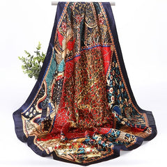 Print Silk Satin Scarf Female Shawls Head Scarf For Ladies