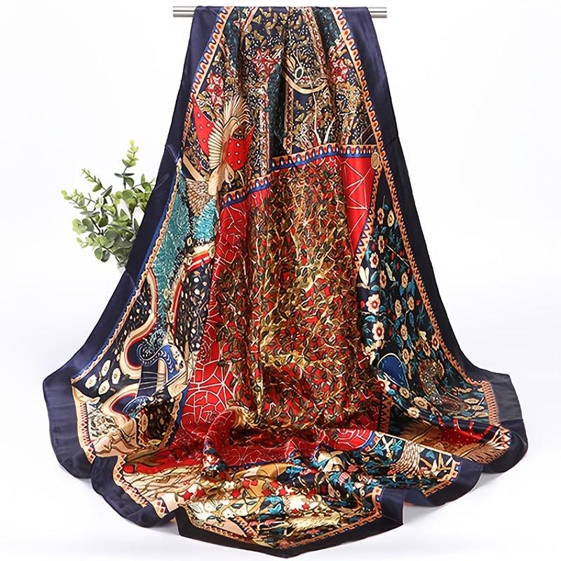 Print Silk Satin Scarf Female Shawls Head Scarf For Ladies