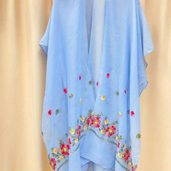 Boho Flower Embroidery Shawl Sunscreen Bikini Cover Up