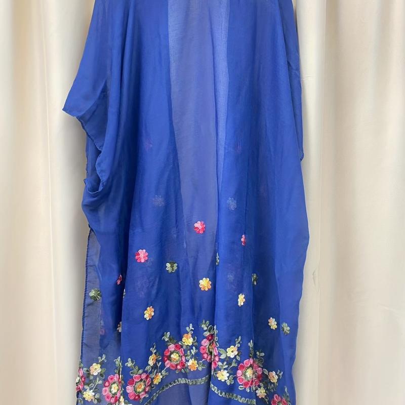 Boho Flower Embroidery Shawl Sunscreen Bikini Cover Up