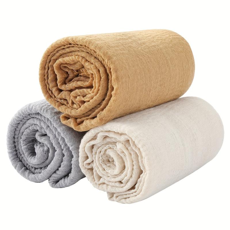 3pcs Solid Raw Trim Rushed Scarves for Daily Decoration Gift