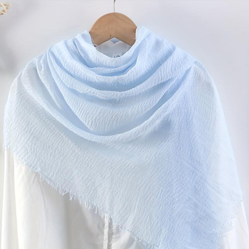 Thin Breathable Bandana Wrinkle Raw Edge Shawl Casual Outdoor