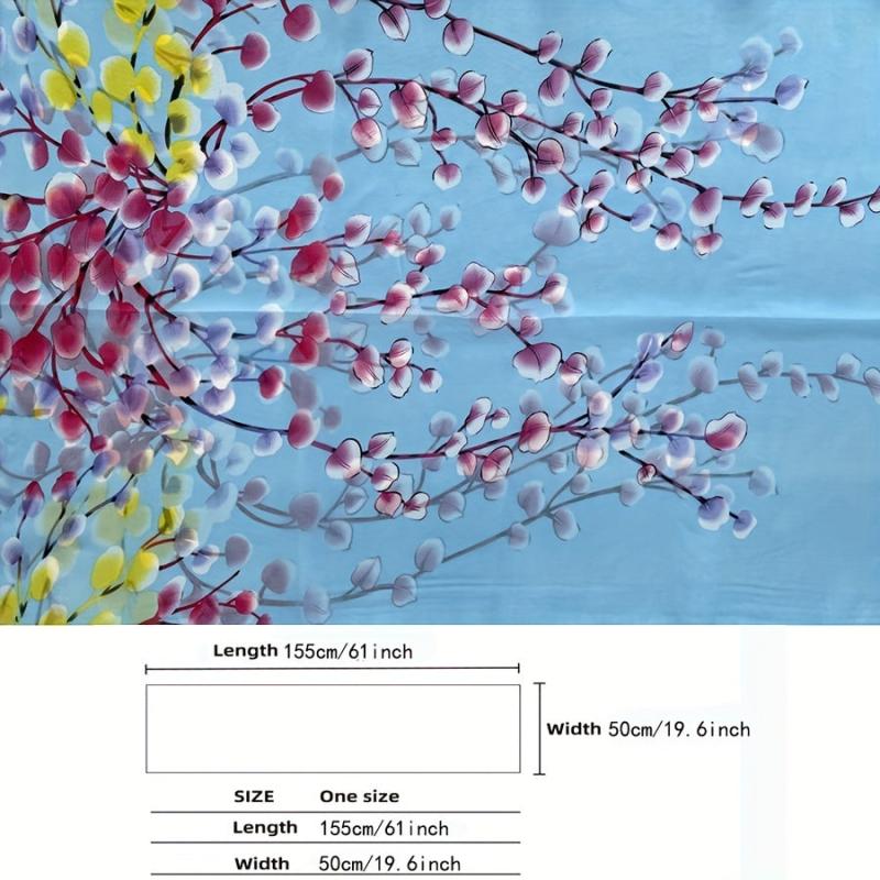 Flower Branch Print Chiffon Scarf Thin Shawl Head Wrap Hijab