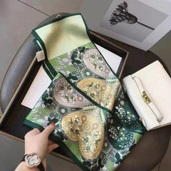 Print Silk Scarf for Women Long Neck Hair Skinny Tie Scarves