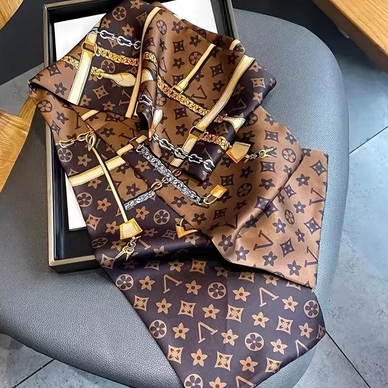 Print Silk Scarf for Women Long Neck Hair Skinny Tie Scarves