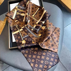 Print Silk Scarf for Women Long Neck Hair Skinny Tie Scarves