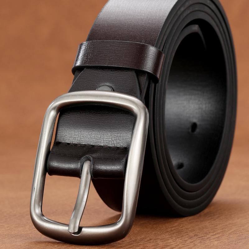 Men's Coffee PU Leather Belt Pin Buckle