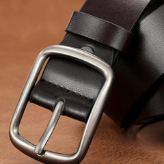 Men's Coffee PU Leather Belt Pin Buckle
