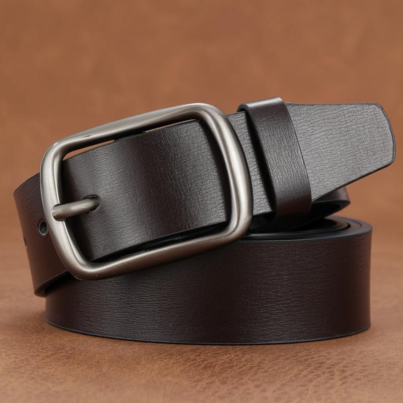 Men's Coffee PU Leather Belt Pin Buckle