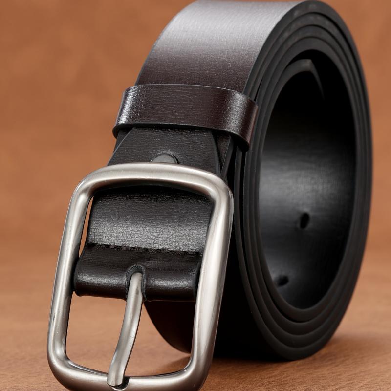Men's Coffee PU Leather Belt Pin Buckle