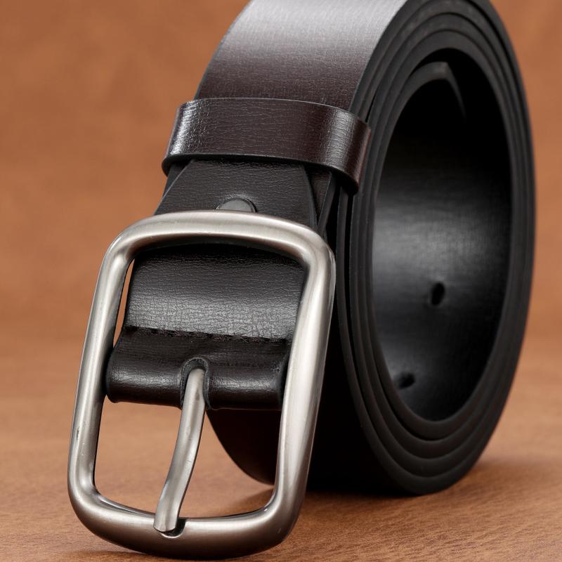 Men's Coffee PU Leather Belt Pin Buckle