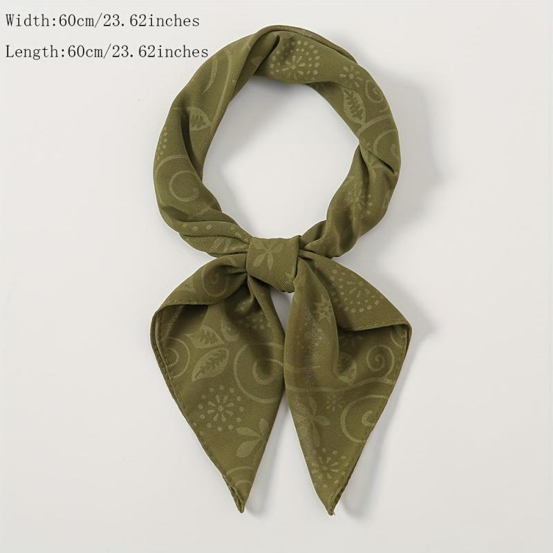Embossed Chiffon Square Scarf Solid Bandana Head Wrap Neckerchief