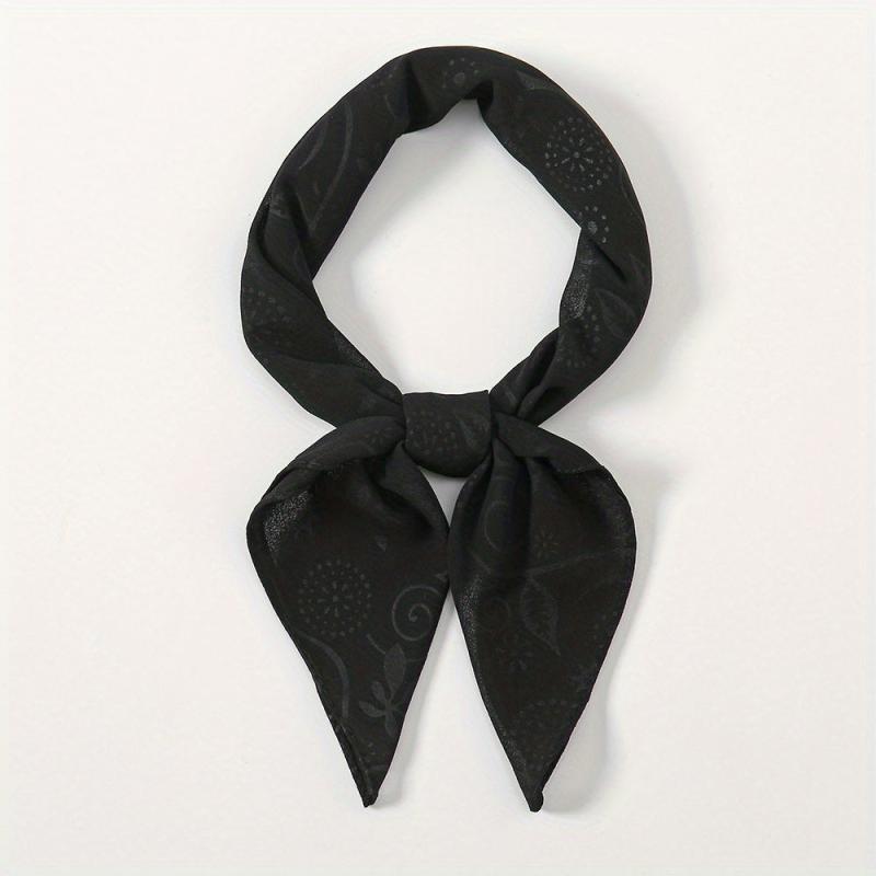 Embossed Chiffon Square Scarf Solid Bandana Head Wrap Neckerchief