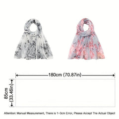 Flower Print Voile Scarf Light Shawl Windproof Head Wrap