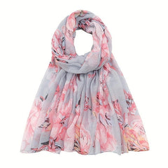 Flower Print Voile Scarf Light Shawl Windproof Head Wrap