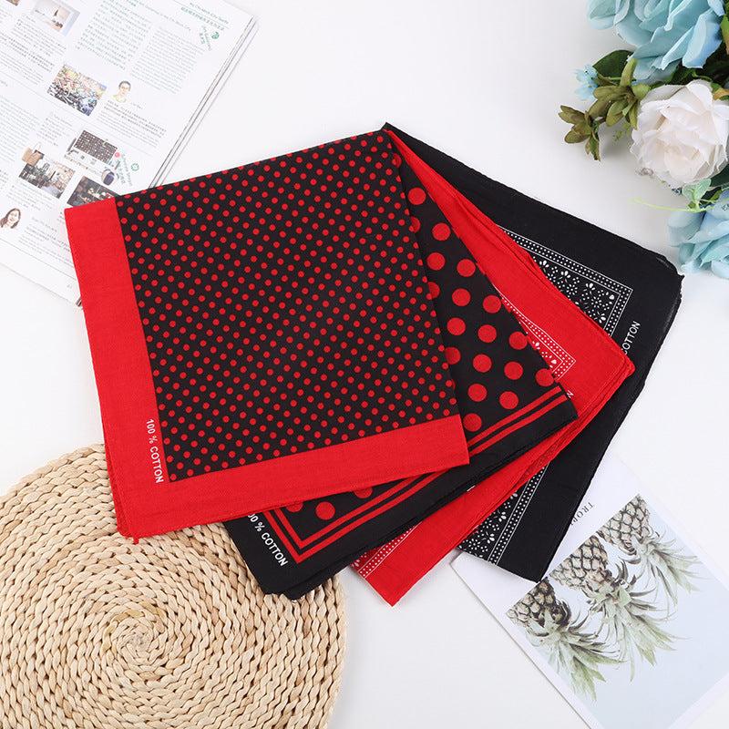 Dotted Print Bandana Hip Hop Square Scarf Cotton Neckerchief Unisex
